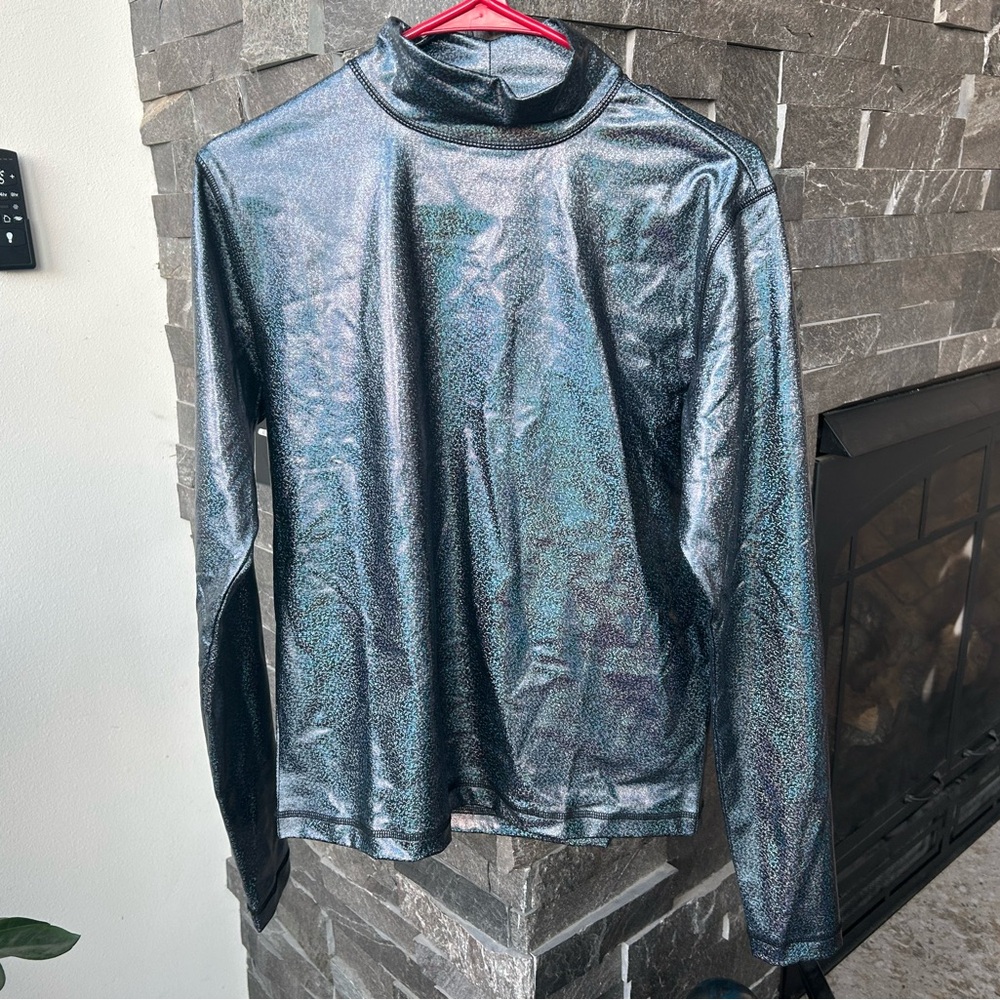 Nordstrom Black Glitter Long Sleeve Top